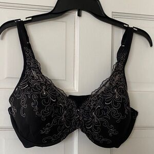 Playtex Black Bra with Silver Lace Embroidery 36D